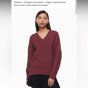 Sunday Best Peggy V neck Chunky cable knit merino wool sweater.